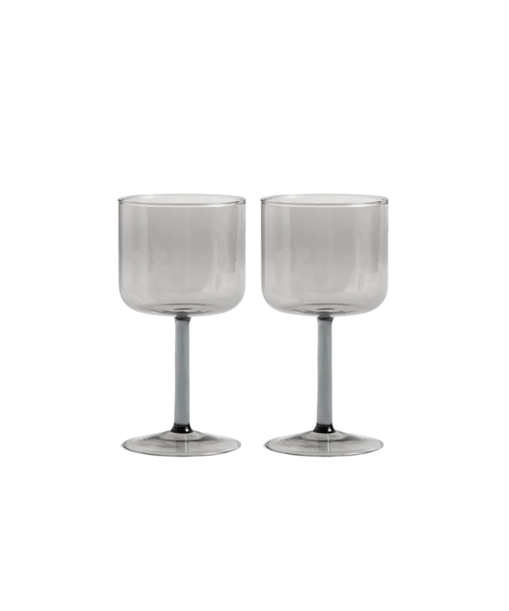 Tint vinglas, sæt af 2 - Grey